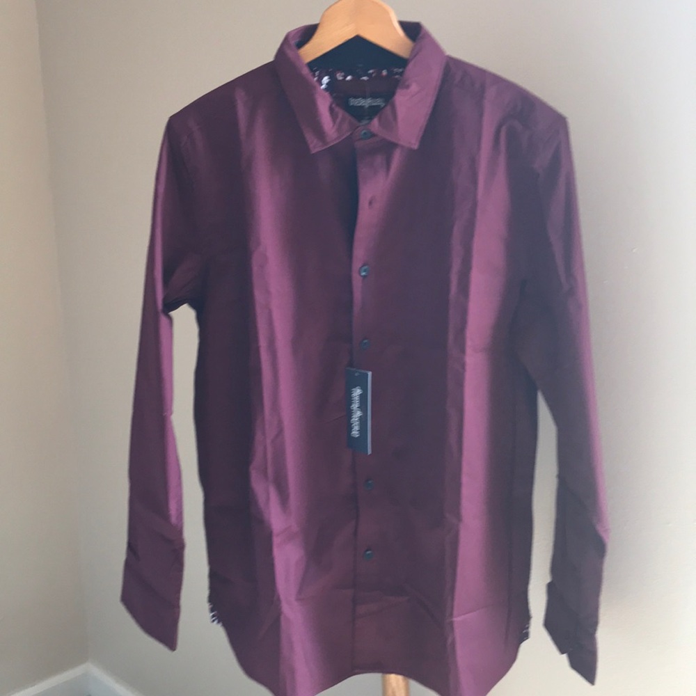NWT, Wine Color Dress Shirt, MENS